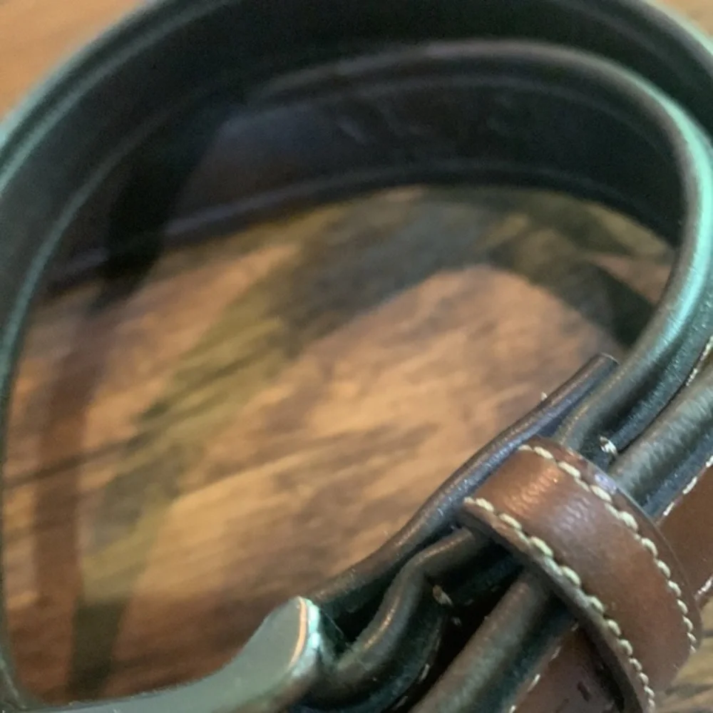 Nautica Double Stitched Leather Belt Two‎ Tone Brown Handcrafted 26/65